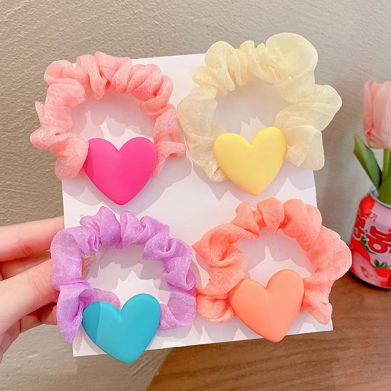 Dây Cột Tóc Scrunchies Co Giãn Nhiều Màu Sắc Ngọt Ngào Dễ Thương Cho Nữ