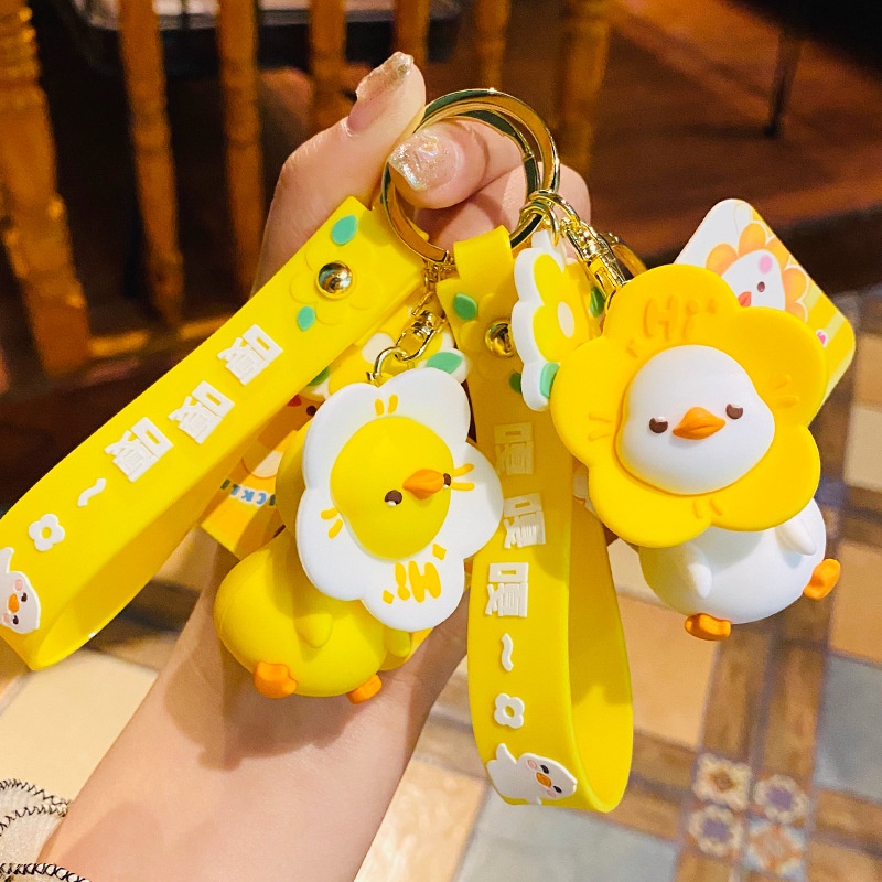 Móc Khóa Hình Búp Bê/Giấy Phép/Chú Vịt/Hoa Hướng Dương Dễ Thương