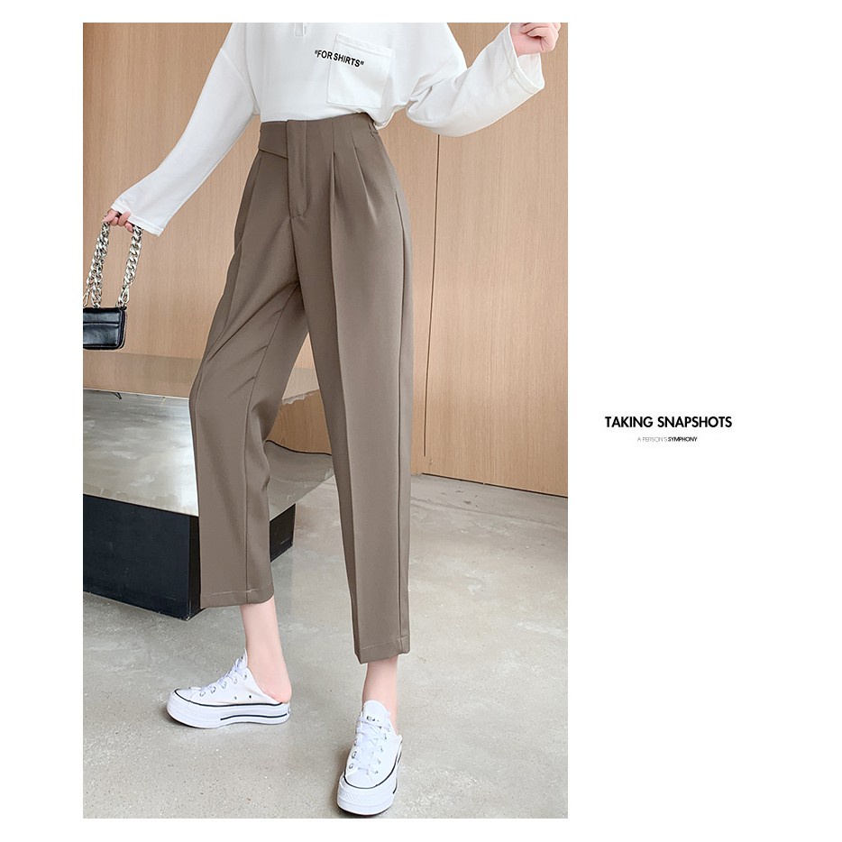 Quần tây nữ - Quần baggy cạp lệch 2 khuy cao cấp