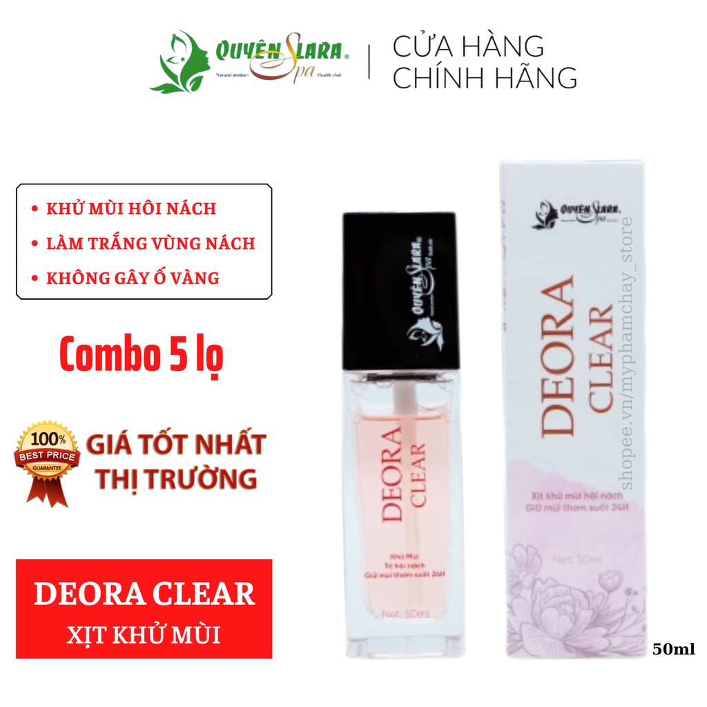 [Combo 5 Lọ Giá Tốt] Xịt Khử Mùi Hôi Nách Deora Clear Quyên Lara Chính Hãng 50ml