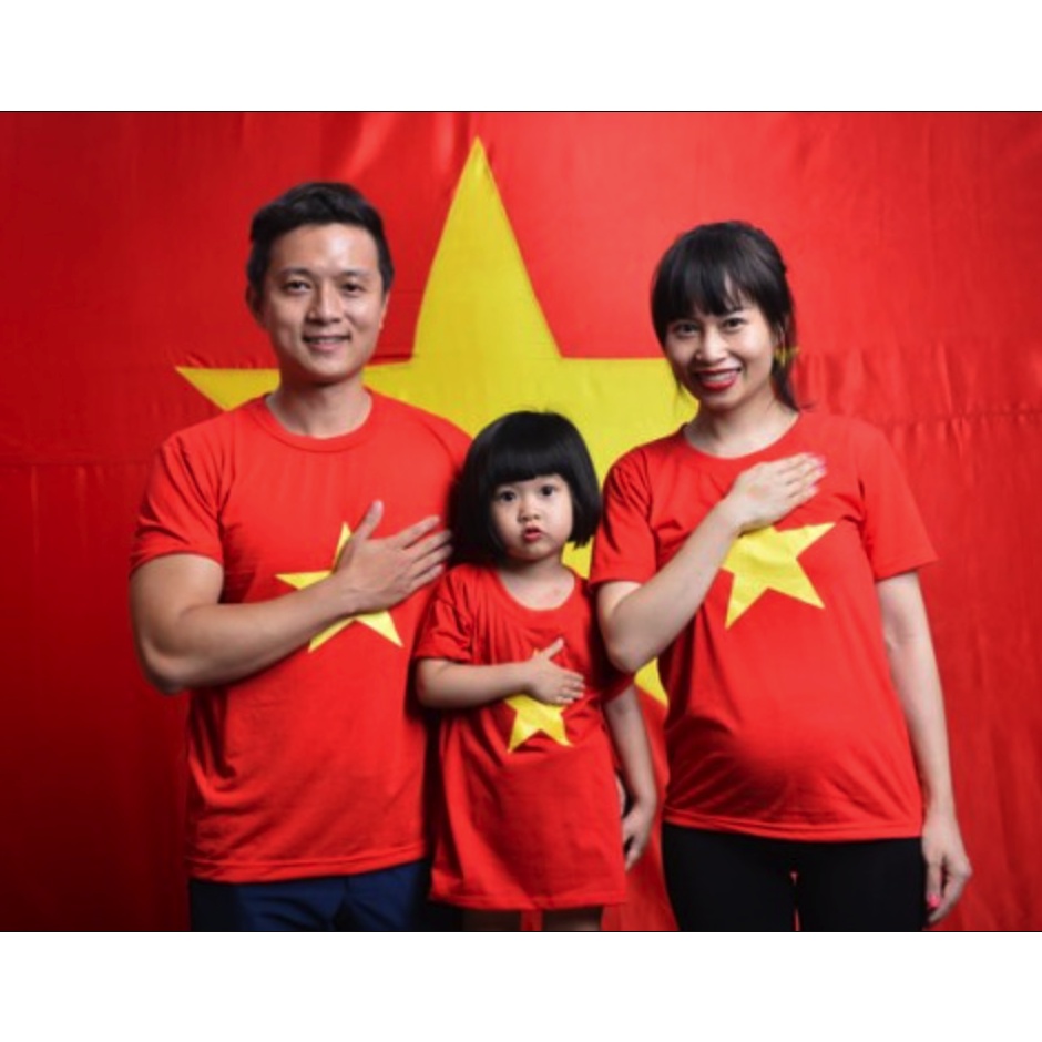 Áo thun Việt Nam, cờ đỏ sao vàng cổ vũ bóng đá - Cotton 100% Cao Cấp - Thời trang Familylove