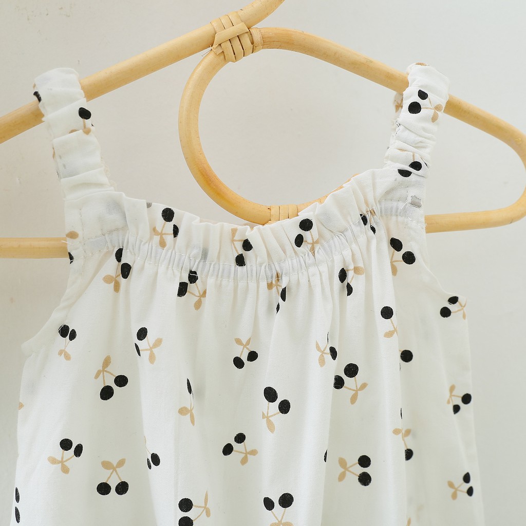 Bộ Jumpsuit Lửng Hai Dây Kèm Mũ Cho Bé Gái 3-24 Tháng