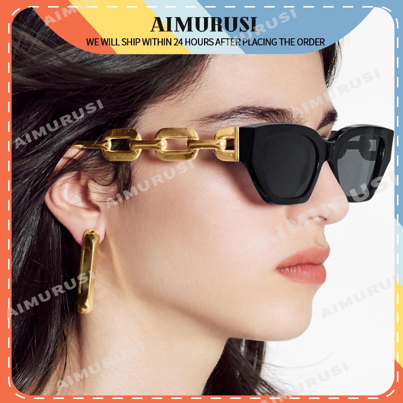 (AIMURUSI) COD Kính Mát Mắt Mèo Gọng Kim Loại Chống Tia UV Thời Trang Hàn Quốc Cho Nữ