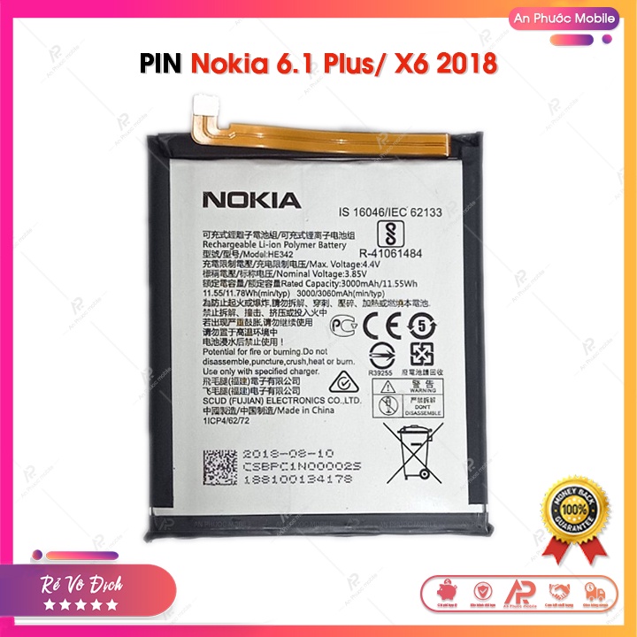Pin Nokia X6 2018 / 6.1 Plus - Linh Kiện Pin Điện Thoại Nokia 6.1+ Zin Bóc Máy