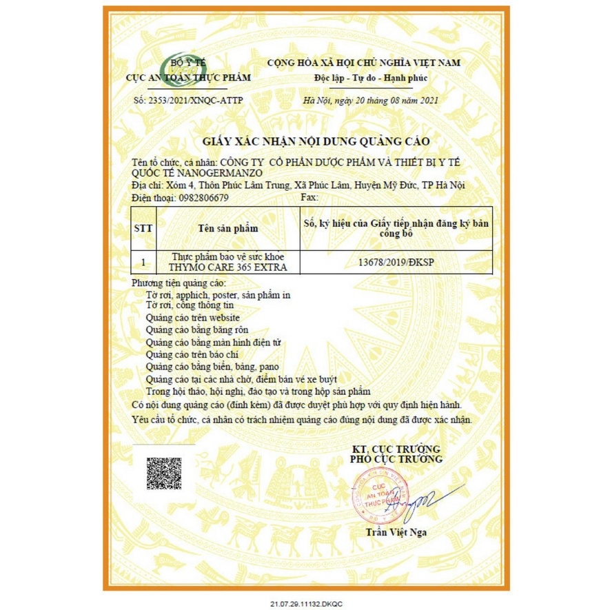 Thymo care 365 Extra - Viên uống tăng cường sức đề kháng