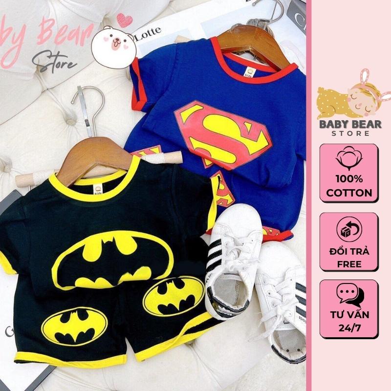 Bộ quần áo bé trai, Bộ đồ cho bé trai siêu nhân Batman Superman chất liệu cotton thoáng mát mềm mịn thấm mồ hôi