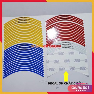 🔥 DECAL RACING PHẢN QUANG DÁN VÀNH RCB (TEM CHỈ VÀNH 1 BỘ ĐỦ DÁN 2 BÁNH) 🔥 (Ảnh tự chụp)