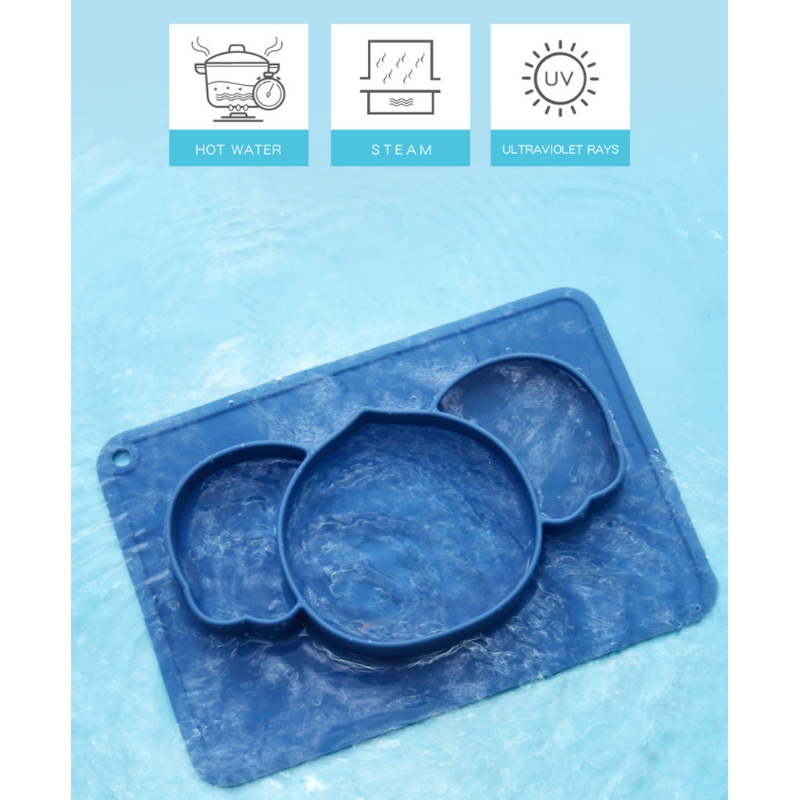 Bát Ăn Chia Ngăn Bằng Silicone Không Chứa BPA Màu Trơn Không Độc Hại Có Giác Hút Tiện Dụng Cho Bé Sơ Sinh