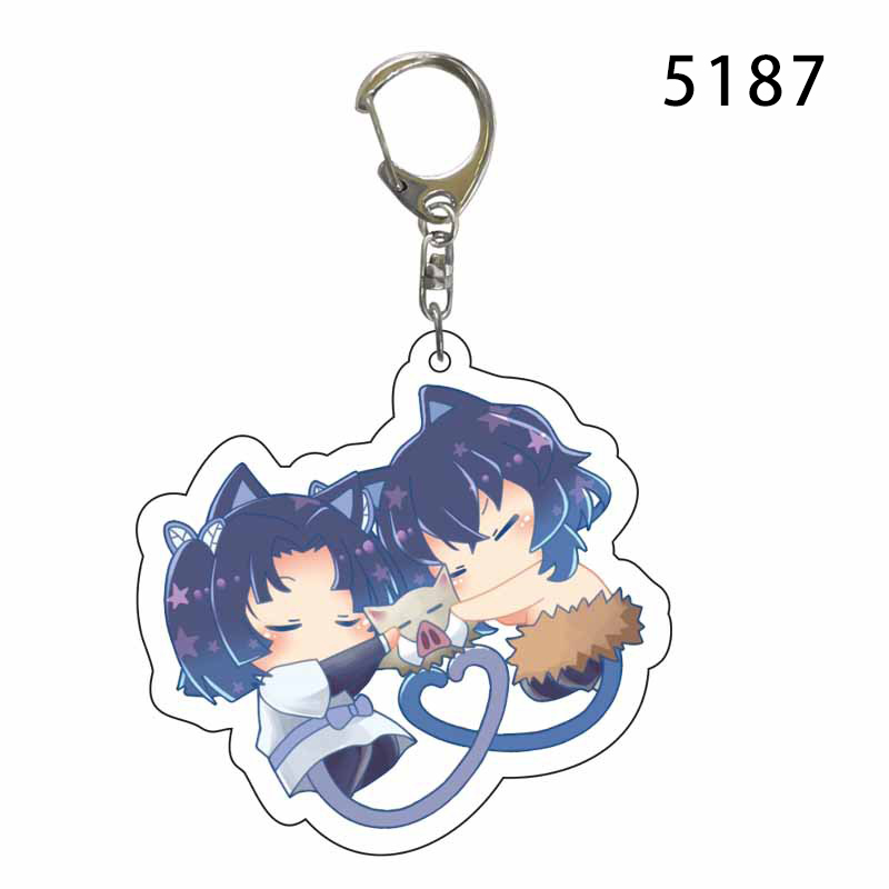 Demon Slayer Tanjirou Nezuko Móc Khóa Mèo Đuôi Trái Tim Tình Yêu Móc Khóa Acrylic Túi Mặt Dây Chuyền Móc Khóa Anime Nhật Bản Lưu Niệm