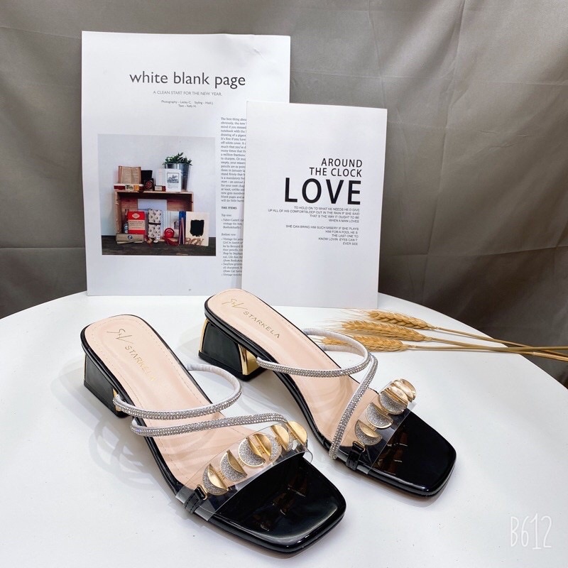 Giày cao gót guốc mặt trăng dây xoàn 5cm siêu hot