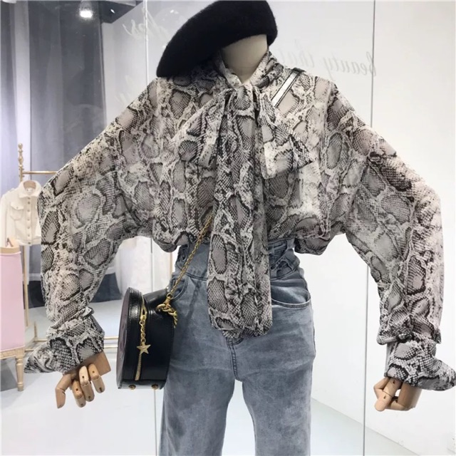 💥Sơmi da rắn cổ nơ sang chảnh | ODER TAOBAO