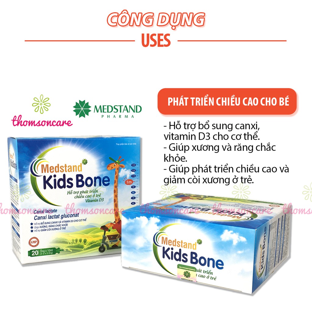 Canxi ống cho bé Medstand Kids Bone - bổ sung canci, D3 và K2 phát triển chiều cao cho trẻ, giảm còi xương