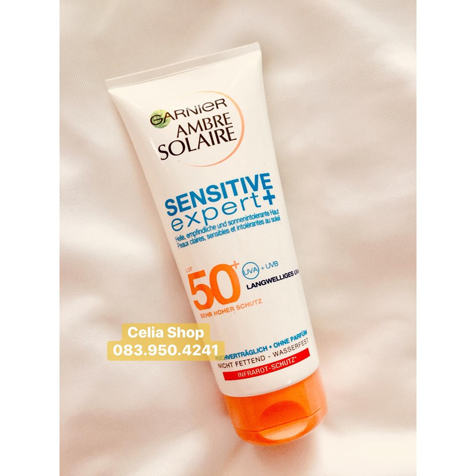 [200ml] Kcn GARNIER Ambre Solaire Sensitive Expert Spf50 - hàng nội địa Đức