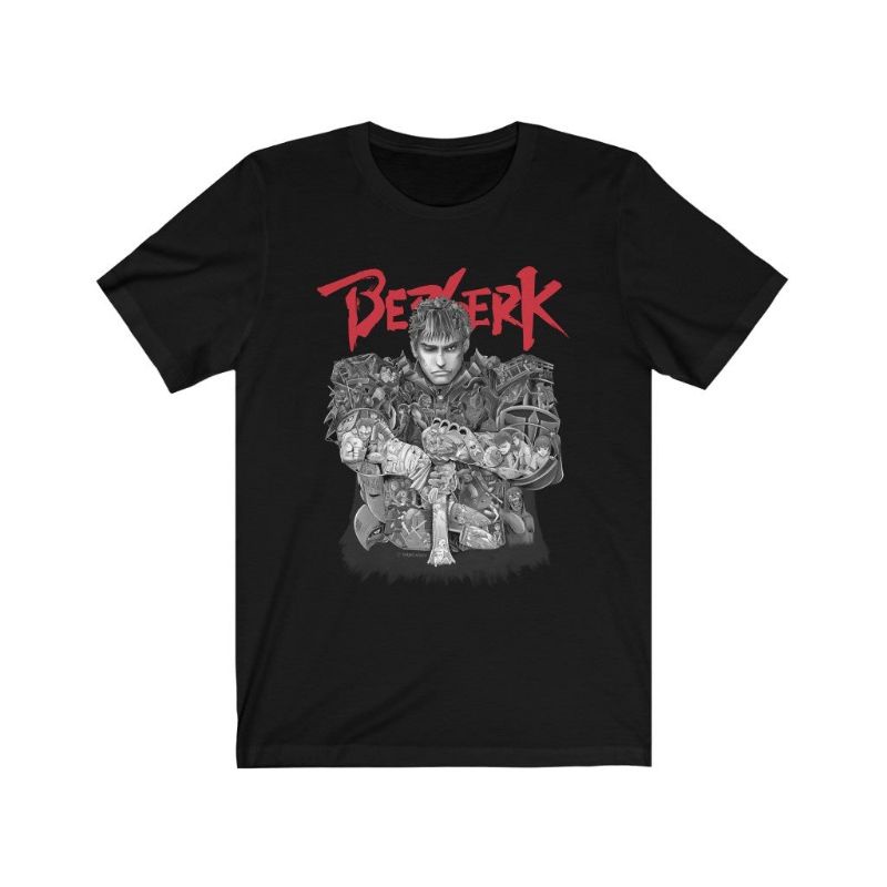 Áo thun nam nữ Guts Berserk trắng đen