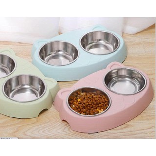 Bát Ăn Đôi Inox Hình Heo Cho Chó Mèo