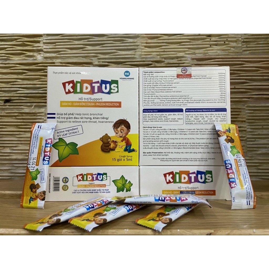 KIDTUS gói cho bé , hộp 15 gói x 5ml . Giúp bé giảm ho , PNCT dùng được