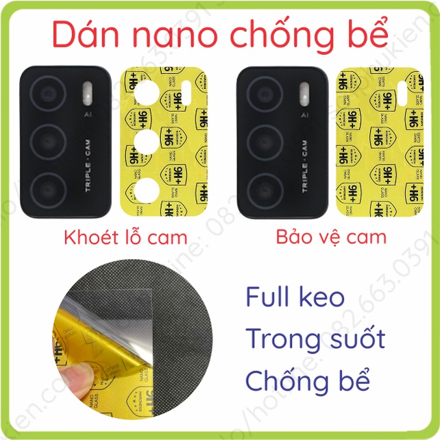 Dán bảo vệ camera Oppo A16 / A16s nano chống bể và ppf chống trầy