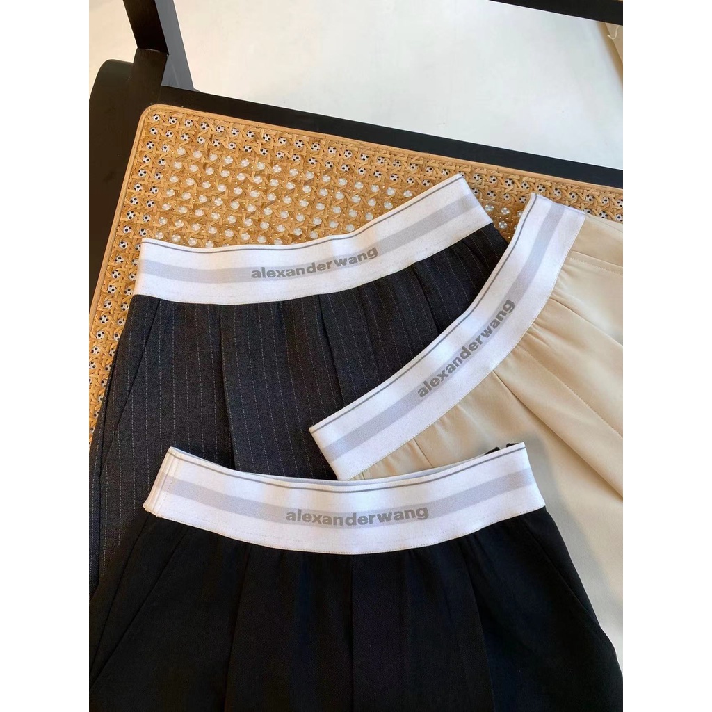DTZF Alexander Wang 22 summer new all-match slimming and age-reducing vitality letter stripe high waist shorts casual straight pants for women 2022