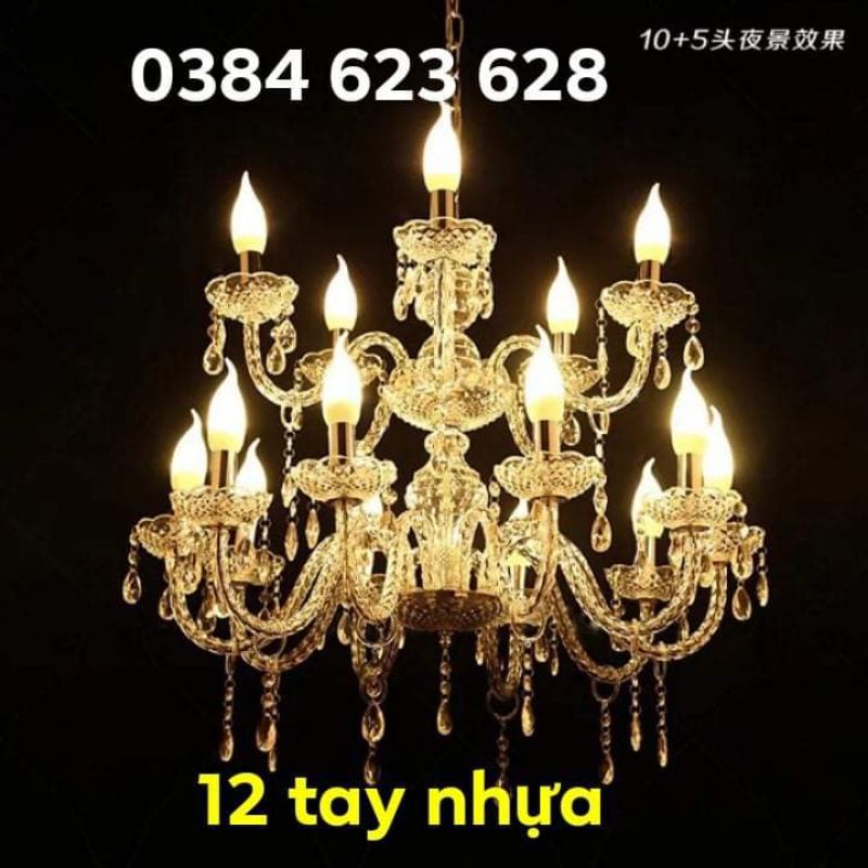 Đèn Chùm treo Trần 12 tay 2 tầng, Đèn Trang Trí Studio