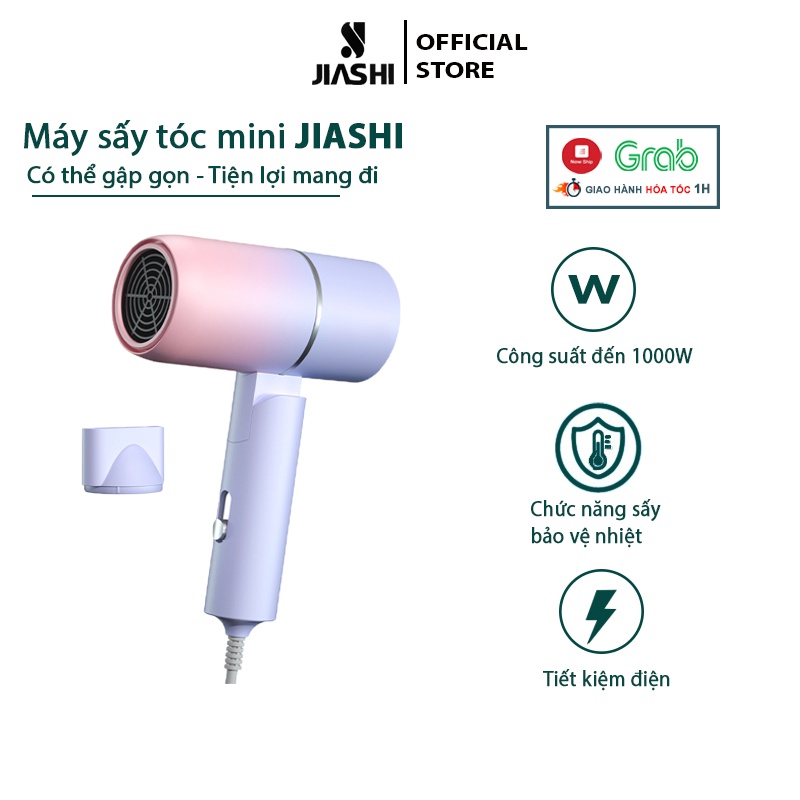 Máy sấy tóc mini JIASHI gấp gọn tạo kiểu tóc chuyên nghiệp công suất lớn 1000w bảo hành 12 tháng - MST02