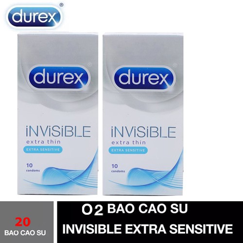 [ Combo 2 hộp 20 chiếc ] Bao Cao Su Cực Siêu Mỏng Durex Invisible