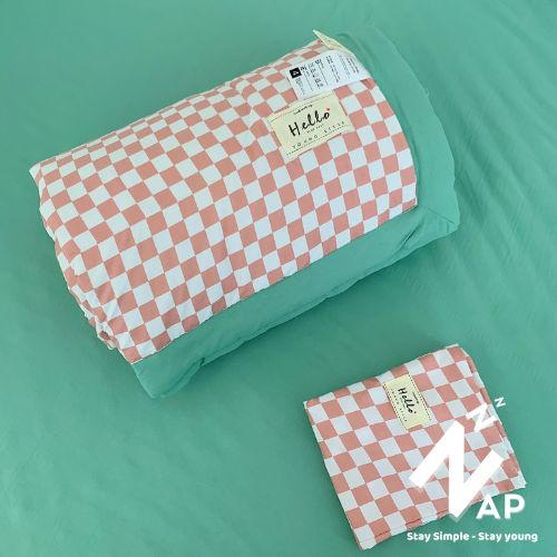 Bộ Chăn Chần Ga Gối 4 Món Cotton Đũi Caro Kẻ Vintage Thoáng Mềm Nhập Khẩu Size m6 m8 2m2 Napbedding Full Mẫu Mới Nhất
