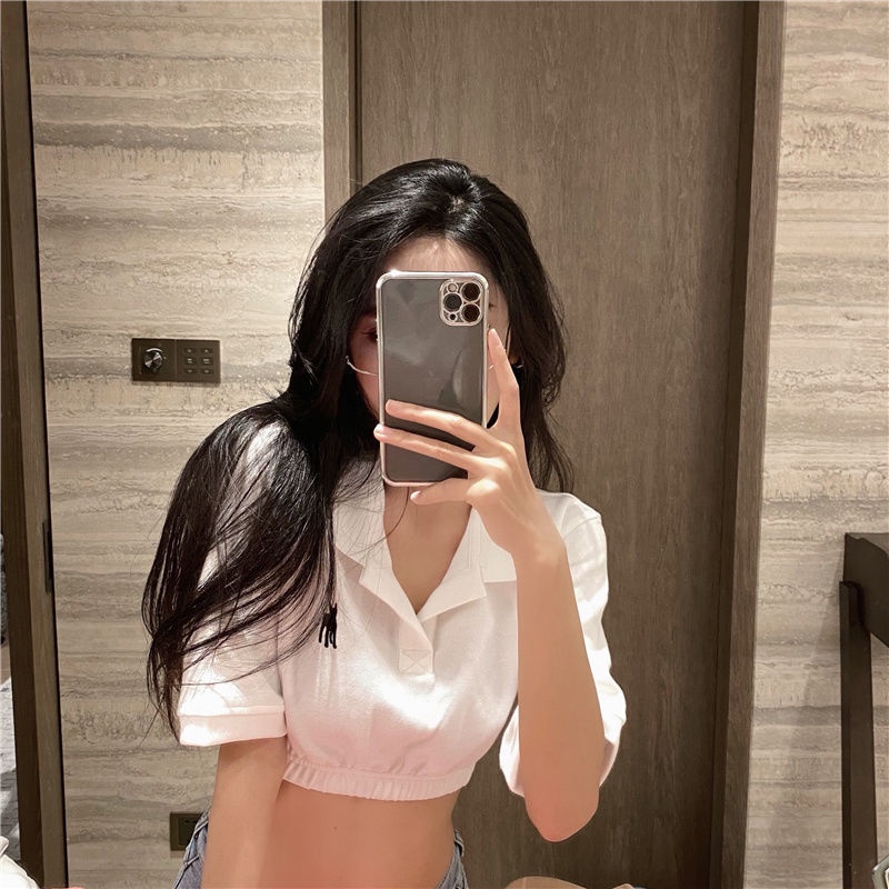 Áo Thun Croptop Cổ Polo Ngắn Tay Thêu Họa Tiết Thời Trang Mùa Hè Hàn Quốc Dành Cho Nữ 2021 | BigBuy360 - bigbuy360.vn