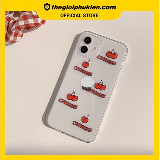 Ốp lưng iphone - Ốp silicon dẻo trong suốt Cherry dành cho iphone 6 đến 14promax - t74