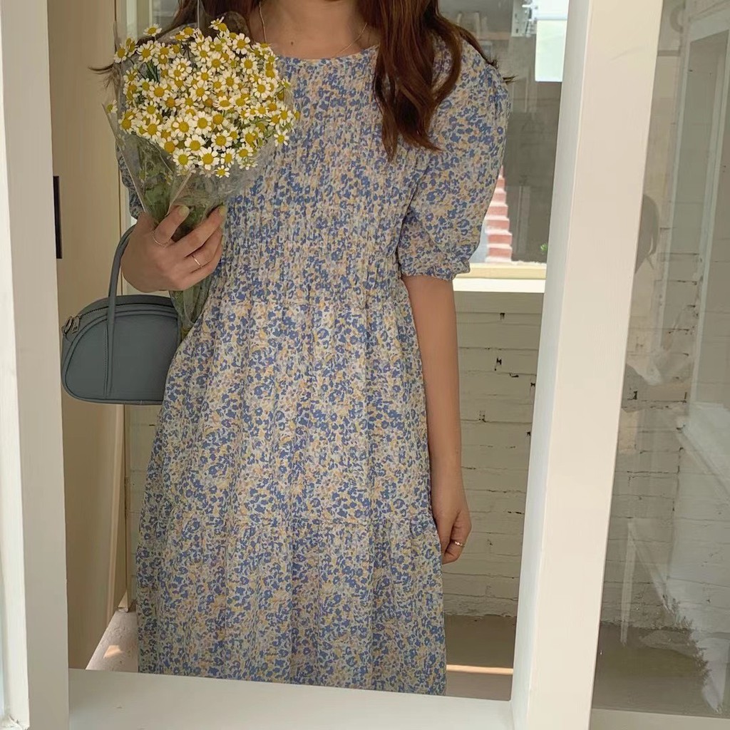 Đầm cổ tròn tay ngắn nhung thun Pumi | BigBuy360 - bigbuy360.vn