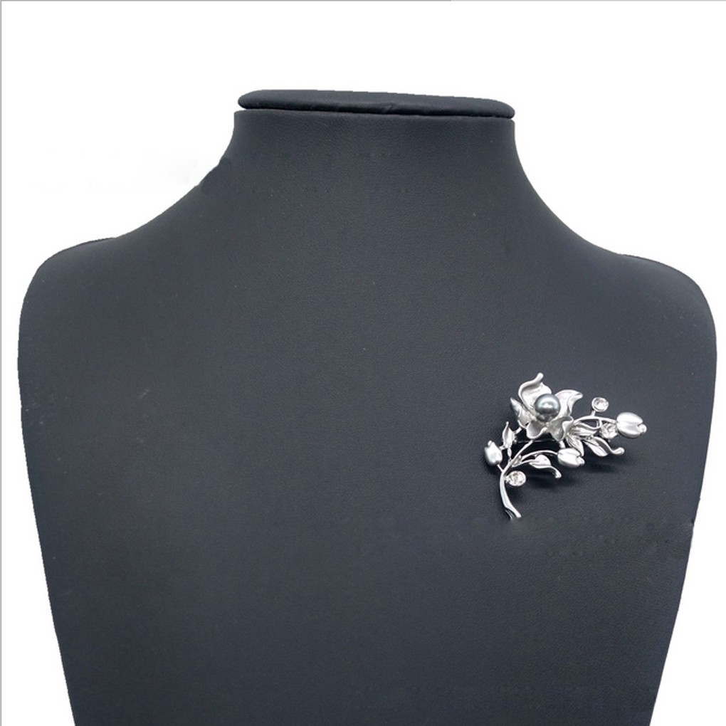Ghim cài áo hình cành hoa đính đá thời trang