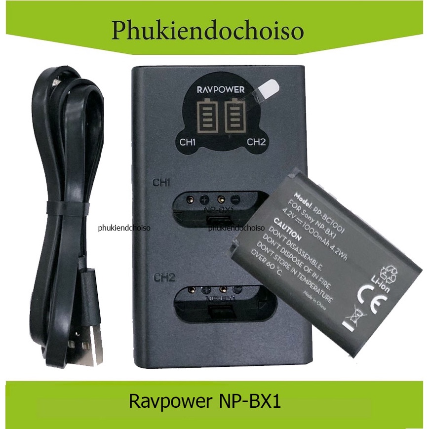 Bộ 1 pin 1 sạc máy ảnh Ravpower cho Sony NP-BX1