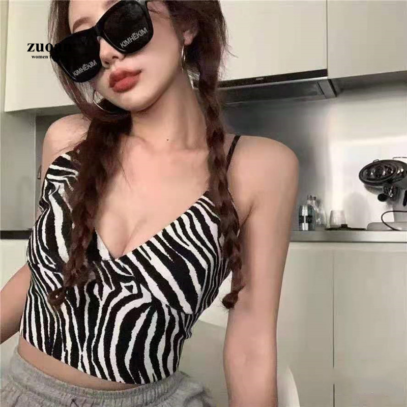 SUXI Áo Hai Dây Họa Tiết Ngựa Vằn Gợi Cảm Cho Nữ