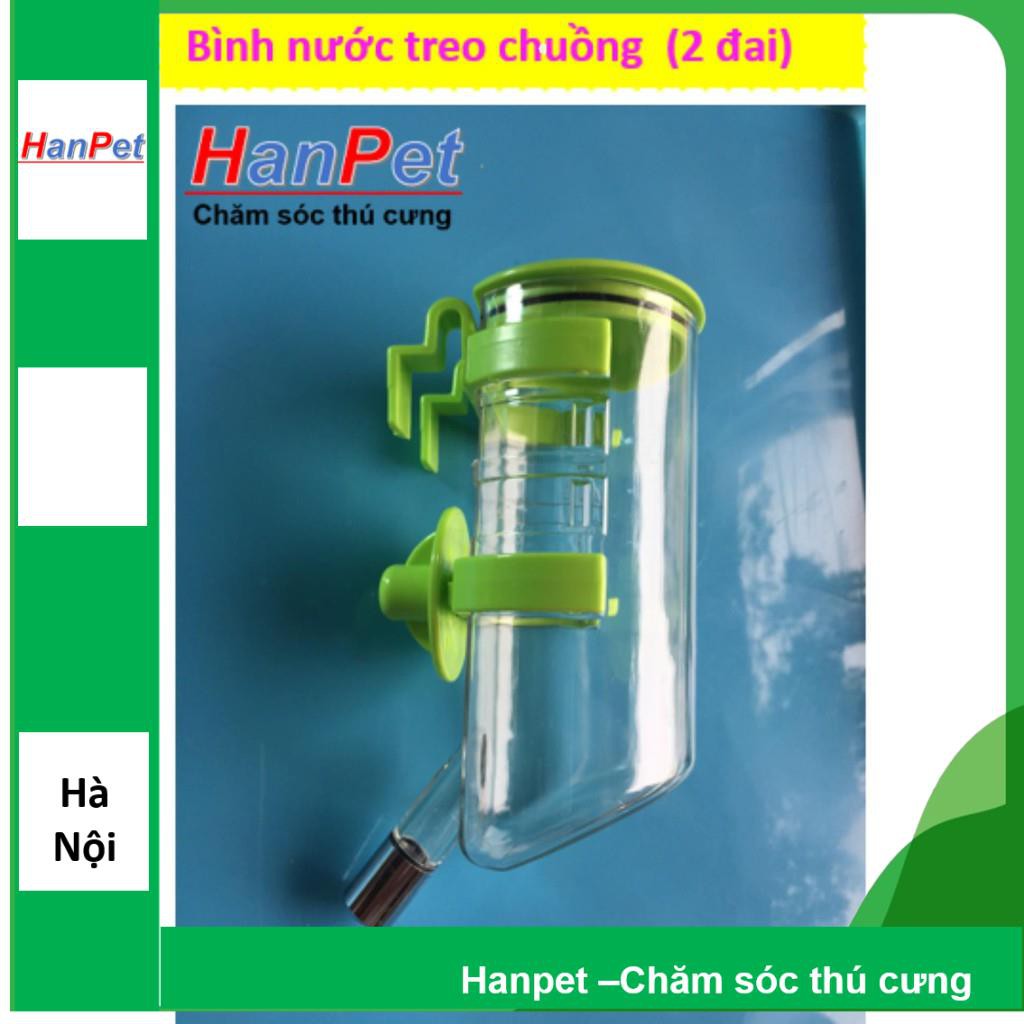 HN-Bình uống nước tự động treo chuồng thú cưng (loại 350ml - 2 đai treo) hanpet 382 Bingf uống nước chó