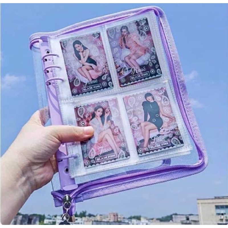 Sổ binder đựng ảnh Sz A5 viền vải kéo khoá lấp lánh