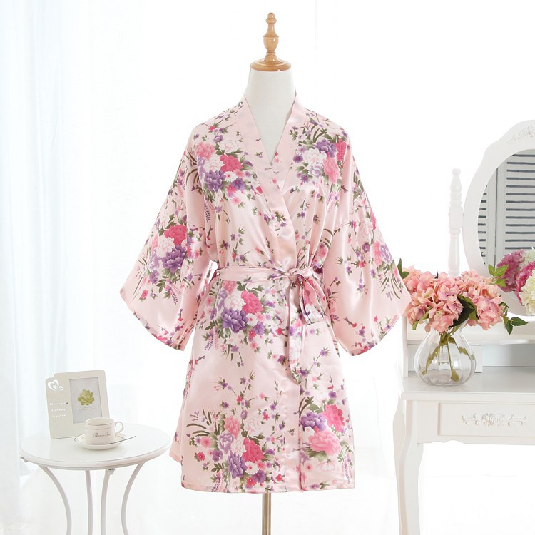 Áo Choàng Tắm Kimono Vải Satin In Hoa Dành Cho Nữ | BigBuy360 - bigbuy360.vn