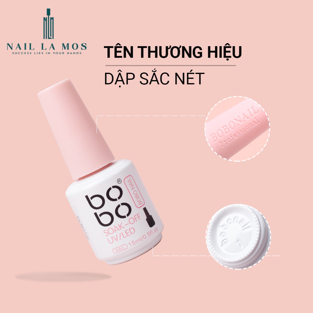 Sơn gel thạch Bobo chính hãng chất đậm đặc, bám móng, lên màu chuẩn 15ml (lẻ chai)