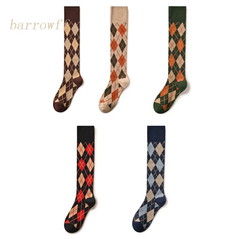 Brroa Vớ Cao Đến Đầu Gối Sọc Ca Rô Nhiều Màu Sắc Phong Cách Preppy Nhật Bản Cổ Điển Có Gân Cho Nữ Hàng Có Sẵn