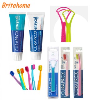 Bộ Chăm Sóc Răng Miệng Cao Cấp Đến Từ Thụy Sỹ Enzycal Curaprox: Kem Đánh Răng - Bàn Chải Đánh Răng - Cạo Lưỡi