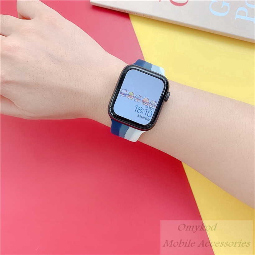 Dây đeo silicone mềm thiết kế nhiều màu cho đồng hồ thông minh Apple Watch 38 / 40 / 42 / 44mm Series 5 4 3 2 shanchu