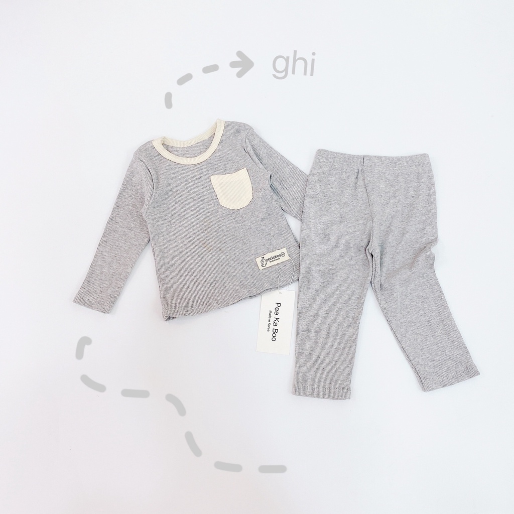 Bộ Dài Tay Bé Trai, Bé Gái Peekaboo Vải Thun Tăm Lạnh Mềm Có Túi Ngực, Bộ Dài Tay Mặc Thu Đông Cho Bé AN.KID