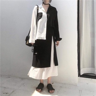Sơ mi nửa đen - trắng