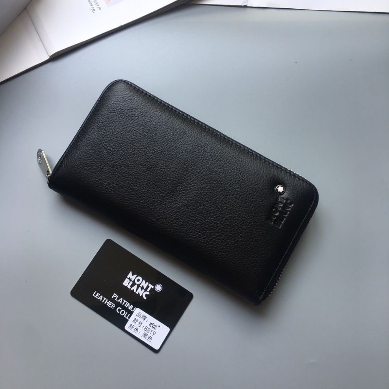 ví cầm tay dáng dài kéo khóa da thật nam nữ đồng khoản montblanc