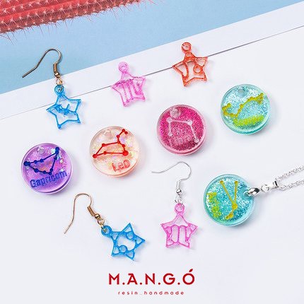 Khuôn cung hoàng đạo làm móc khoá, mặt dây chuyền DIY đổ resin xinh xắn MK09