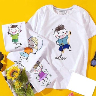 Áo Thun Gia Đình Màu Trắng In Bố Mẹ Bé DADDY MOMMY BABY DLX