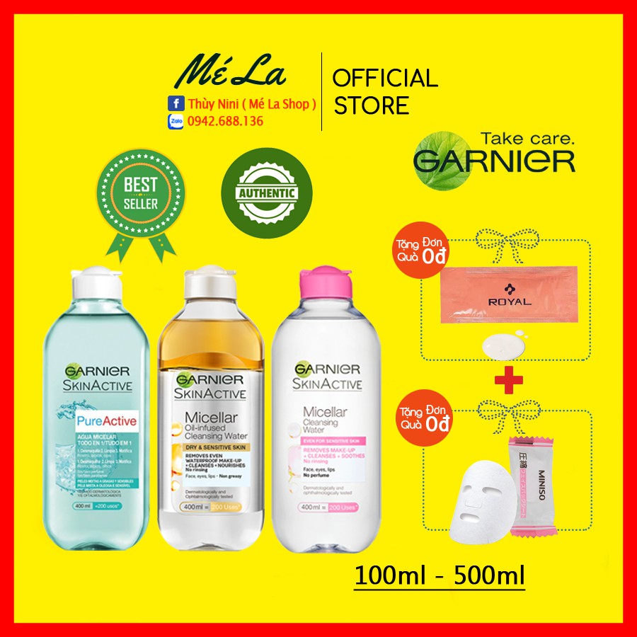 ✅[CHÍNH HÃNG] Nước Tẩy Trang Garnier Micellar Water Tẩy Sạch Sâu Lớp Trang Điểm 400ml
