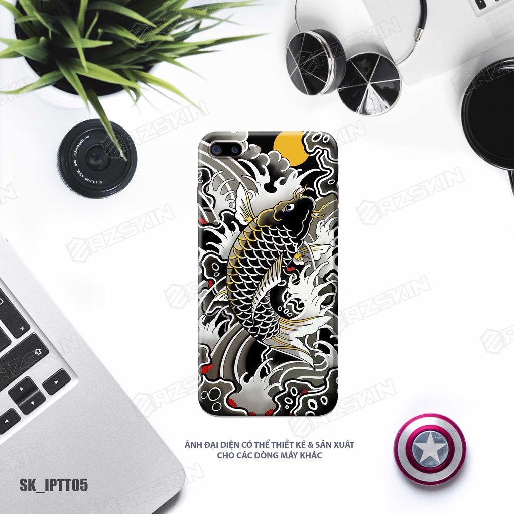 Miếng Dán Skin Cá Chép Tattoo Dành Cho IPhone Series |SK_IPHTT05| Chất Liệu Nhập Khẩu, Khuôn Cắt CNC Dán Full Lưng Viền
