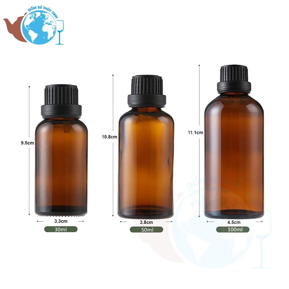 Bộ 10 Chai Thủy Tinh 20ml Đựng Tinh Dầu Nhỏ Giọt