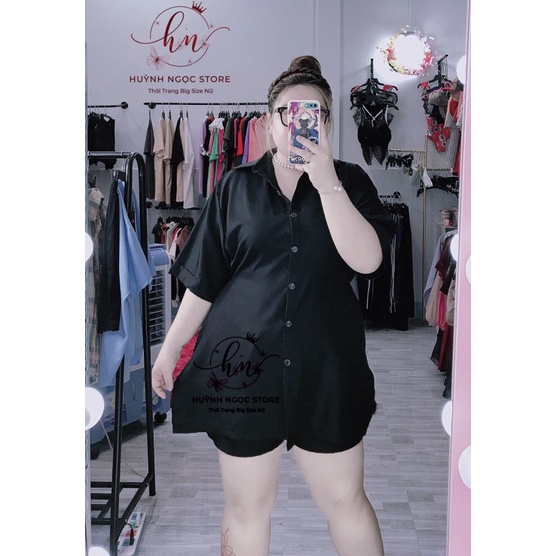 𝗕𝗜𝗚 𝗦𝗜𝗭𝗘 Set Sơ Mi Đùi Bo Eo 𝟲𝟬-𝟵𝟱𝗸𝗴