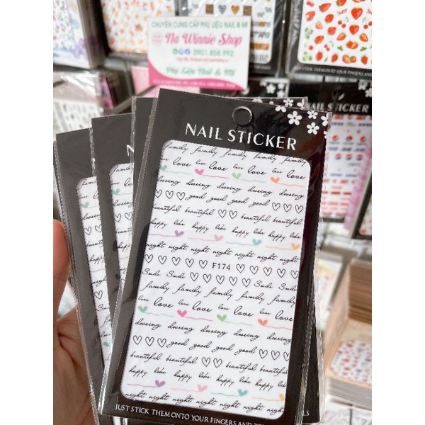 Sticker Dán Móng hình chữ thương hiệu , hoạt hình dễ thương