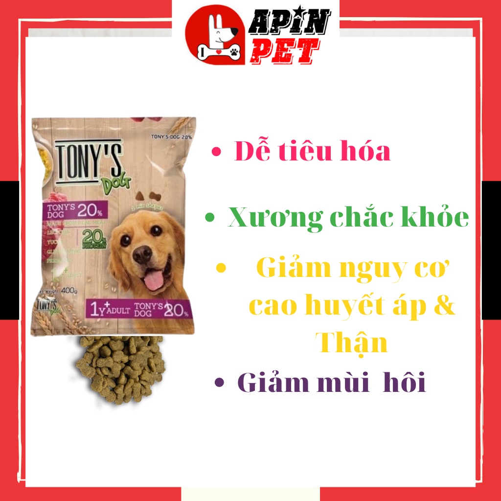 Đồ Ăn Hạt Cho Chó Lớn Tony's Dog Hạt Khô Nhập Khẩu Thái Lan Hàng Chuẩn Thơm Ngon Bao 400g